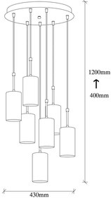 Висяща лампа за 7 крушки в златисто Kem Tube - Opviq lights