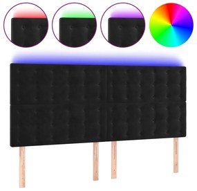 3122914 vidaXL LED горна табла за легло, черна, 160x5x118/128 см, кадифе