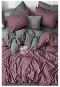 Лилаво-сив памучен чаршаф за единично легло с чаршаф 160x220 cm - Mila Home