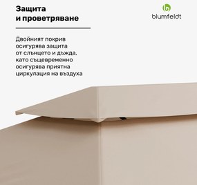 Blumfeldt Grandezza Cortina градинска беседка 3x6 м, устойчива на атмосферни влияния, прахово покритие, странични ролети