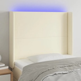 3123848 vidaXL LED горна табла за легло, кремава, 93x16x118/128 см