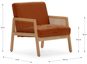 Велурено кресло в цвят тухла Debra - Marckeric