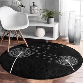 Черен кръгъл килим подходящ за пране и за прахосмукачки роботи ø 120 cm Comfort – Mila Home