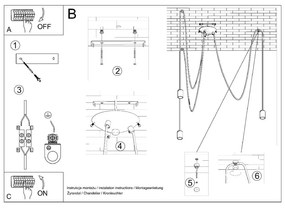 Черно висящо осветително тяло 300x300 cm Spider - Sollux