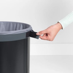 Кош за пране Brabantia 1000826, 60 л, Корков капак, Пълнене без отваряне, Вентилационни отвори, Черен