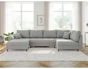 Светлосив ъглов диван от рипсено кадифе (ляв ъгъл/"U" форма) Ariella – Ropez