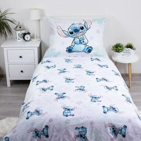 Бяло единично памучно детско спално бельо 140x200 cm Lilo and Stitch "Ohana White" – Jerry Fabrics
