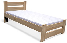 Легло от масив STUDY + решетка БЕЗПЛАТНО + матрак от пяна BOHEMIA 16 cm + решетка, 90x200cm, естествен/без лак