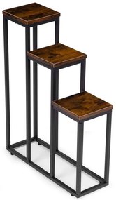 Стойка за цветя на тавана - 3-етажна метална стойка с дървени рафтове