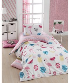 Бяло-розово единично детско спално бельо 140x200 cm Kokteyl – Mijolnir