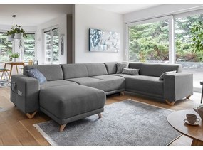 Сив разтегателен/с място за съхранение ъглов диван (десен ъгъл/U форма) Classy Sophie – Miuform