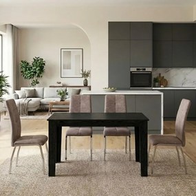 Трапезен комплект 5 части Darlen - Alma TopMebel sencron в черен цвят - бежов 125x72x74cm