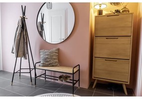 Черен/естествен метален шкаф за обувки с пейка Loft - Wenko