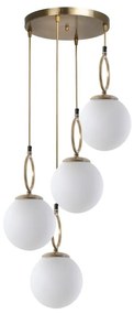 Бяло и златисто висящо осветително тяло със стъклен абажур ø 30 cm Morino – Opviq lights