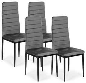 Комплект от 4 елегантни кадифени стола в сиво