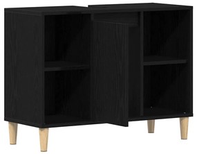 862127 vidaXL Шкаф за мивка, черен дъб, 80x33x60 см, инженерно дърво