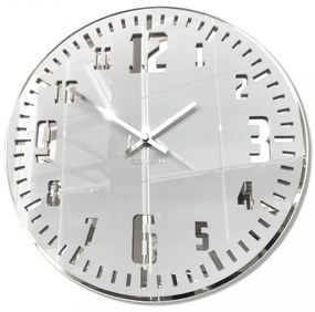 Бял стенен часовник в ретро стил със сребрист циферблат
