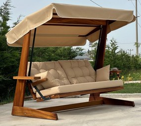 Градински троен люлеещ се стол Sia 2400, цвят Camel