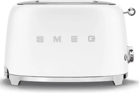 Тостер за хляб SMEG 50's Style TSF01WHMEU, 950W, 2 филии, 6 нива, Тавичка за трохи, Вграден кабел, Неръждаема стомана, Бял мат