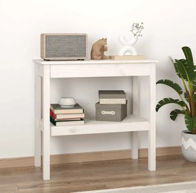 814305 vidaXL Конзолна маса бяла 80x40x75 см борово дърво масив