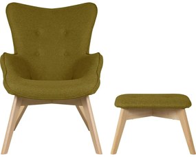 Зелен фотьойл с табуретка Niko – Ropez