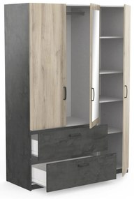 Гардероб Coben с три листа-Oak-Gray