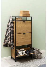 Накланяща се стойка за обувки от дъбов декор в естествен цвят Seaford – Actona