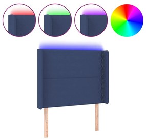 3123896 vidaXL LED горна табла за легло, синя, 93x16x118/128 см, плат