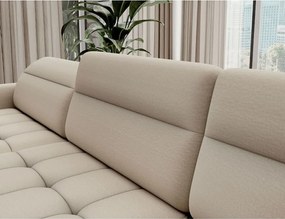 Бежов кадифен разтегателен ъглов диван с място за съхранение (десен ъгъл U форма) Berrto – ELTAP