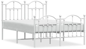 353504 vidaXL Метална рамка за легло с горна и долна табла, бяла, 120x200 см