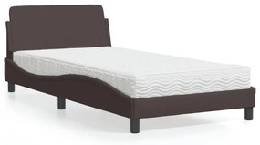 3208347 vidaXL Легло с матрак, тъмнокафяво, 100x200 см, плат