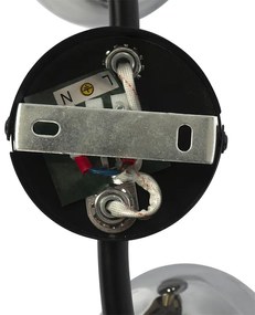 Таванна лампа черна с месинг и димно стъкло 2-светлина - Vidro