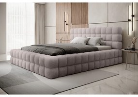 Светлорозово двойно легло 160x200 cm тапицирано с място за съхранение с включена подматрачна рамка Dizzle – ELTAP