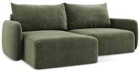 Зелен разтегателен ъглов диван с място за съхранение (ляв ъгъл) Kalena – Makamii