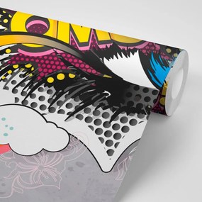 Самозалепващ тапет – Графити око на сив фон