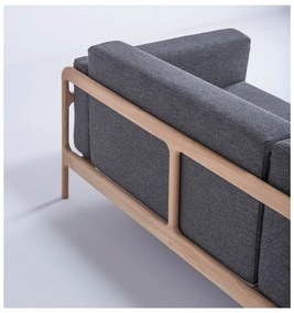 Тъмно сив диван със структура от дъбова дървесина , 240 см Fawn - Gazzda