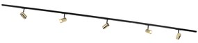 Релсова система с 5 прожектора 1-фазен черен със злато - Jeana