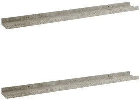 326701 vidaXL Стенни рафтове, 2 бр, бетонно сиви, 80x9x3 см