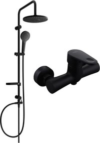 Mexen Erik повърхностен душов комплект с дъждовен душ и душ батерия Kama, черен - 72540205-70