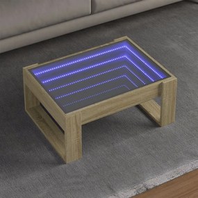 847632 vidaXL Маса за кафе с Infinity LED, сонома дъб, 70x53x30 см