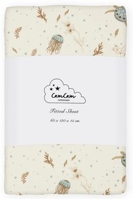Светложълт еластичен детски чаршаф от органичен памук 60x120 cm Sea Garden – Cam Cam Copenhagen