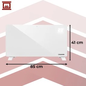 Стъклен електрически нагревател Kaminer ZELVA 2500W с WiFi управление - бял