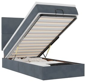 3313362 vidaXL Османска легло с матраци, тъмносиво, 80x200 см, кадифе