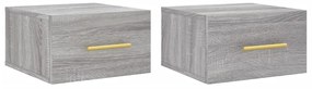 829801 vidaXL Нощни шкафчета за стенен монтаж, 2 бр, сив сонома, 35x35x20 см
