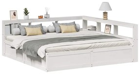 3324449 vidaXL Легло с етажерка за книги, без матрак, 200x200 см, бор масив