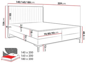 Тапицирано легло Primo Line-Vyssini-160 x 200 cm