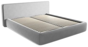 Сиво двойно тапицирано легло с място за съхранение и включена подматрачна рамка 180x200 cm Kiana – Makamii