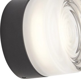 Дизайнерска стенна лампа черна с опалово стъкло IP44 - Michele