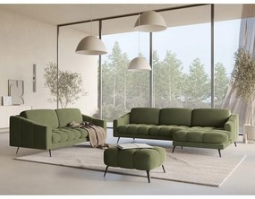 Зелен кадифен ъглов диван (десен ъгъл) Nalu – Makamii