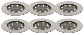 Комплект от 6 подови спотове стоманени с LED IP65 соларни - Тери